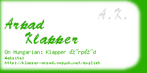 arpad klapper business card